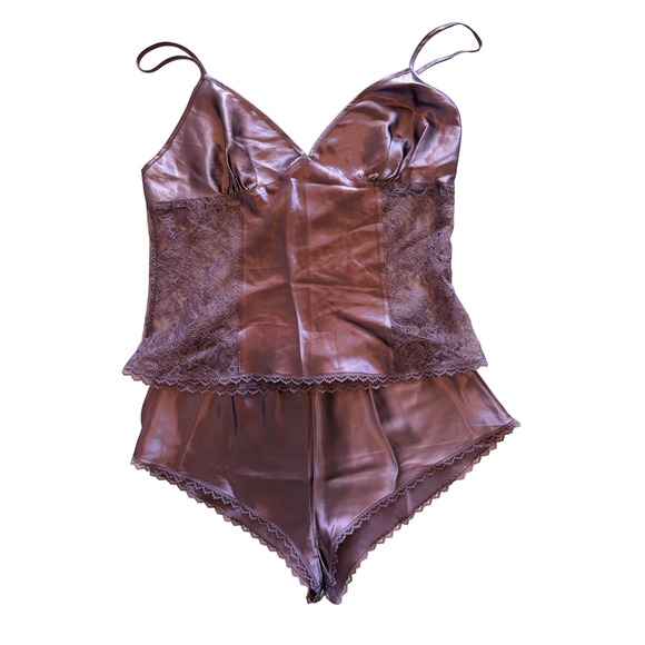 Victoria's Secret Other - Vintage Victoria's Secret Silk Collection Lavender Lace Cami Short Set L NWOT